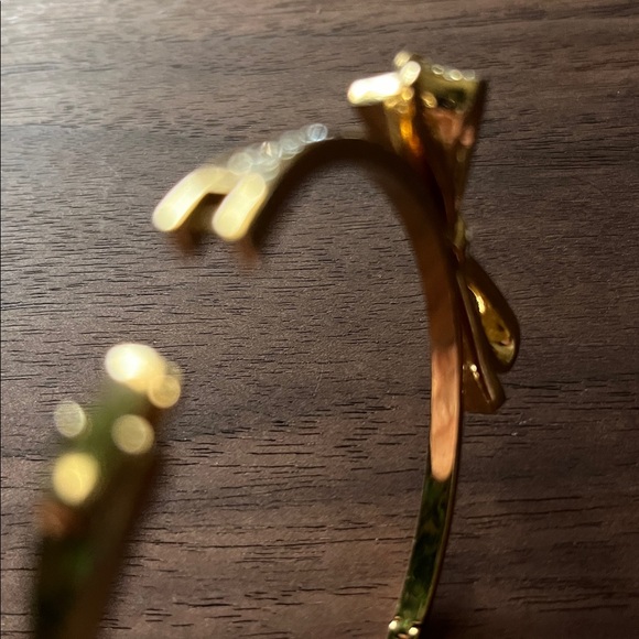 Kate Spade Love Notes Crystal Hinged Bangle Gold - Picture 13 of 15